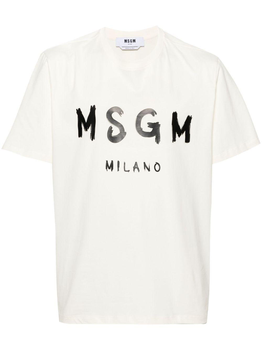 Graffiti logo-print T-shirt<BR/> 2000MM510 20000202 MSGM 