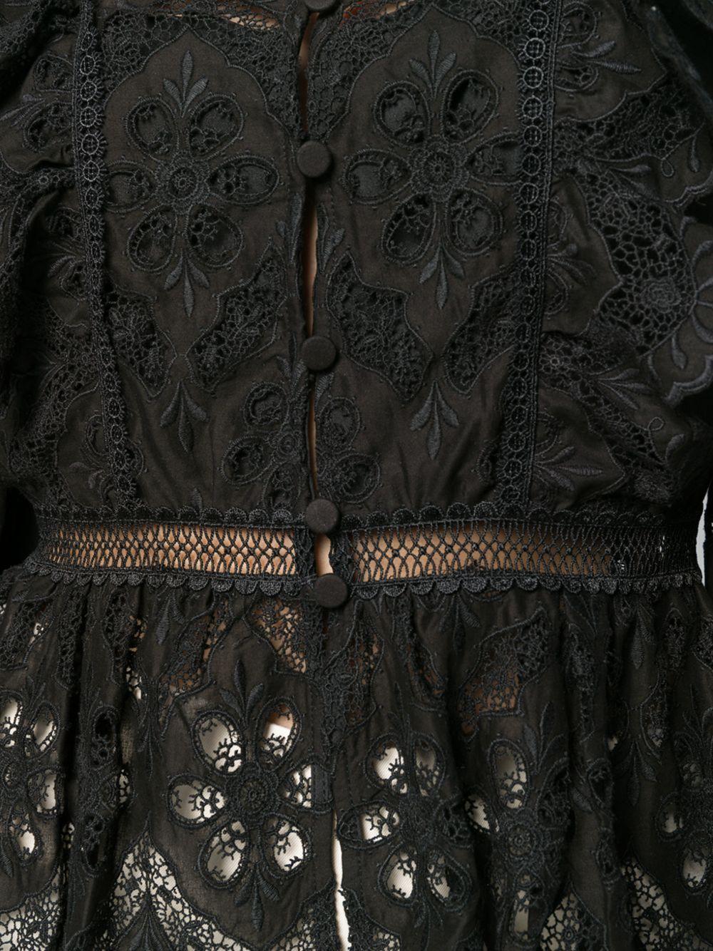 macramè shirt 113T BLACK SELF-PORTRAIT 