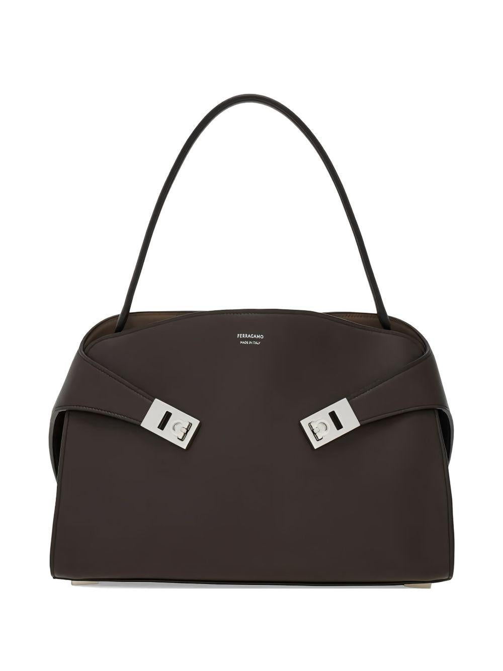Hug soft two-tone shoulder bag 219816 HUG SH S 795204TESTA DI MORO FERRAGAMO 