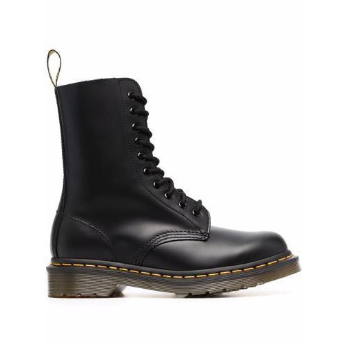 1490 lace-up combat boots<BR/> 11857001 1490BLACK SMOOTH DR. MARTENS 