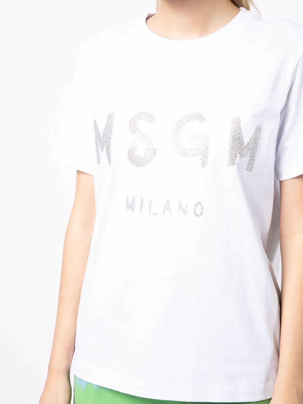 Graffiti logo-print T-shirt<BR/><BR/><BR/><BR/> 3441MDM510G 23700201 MSGM 
