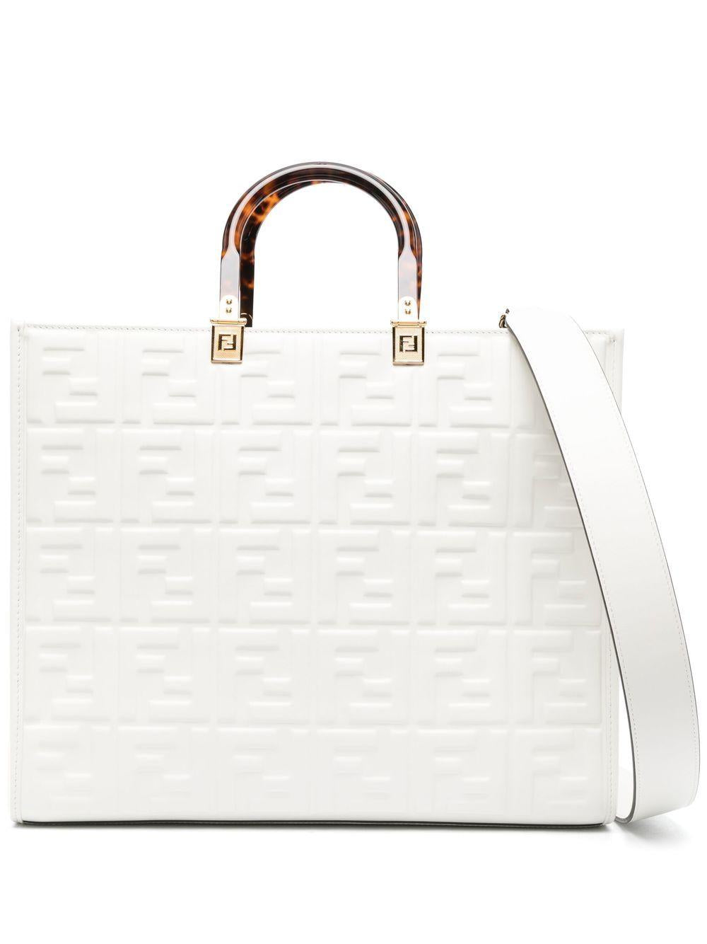 White Embossed-FF logo tote bag 8BH386 AMCVF0QVL FENDI 