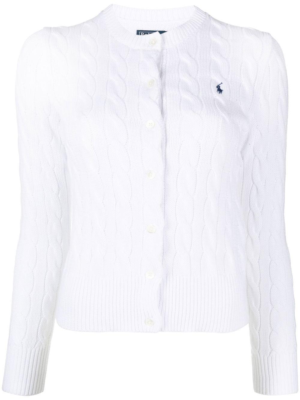 Polo Pony cable-knit cardigan<BR/><BR/><BR/> 211891643001 WHITE POLO RALPH LAUREN 