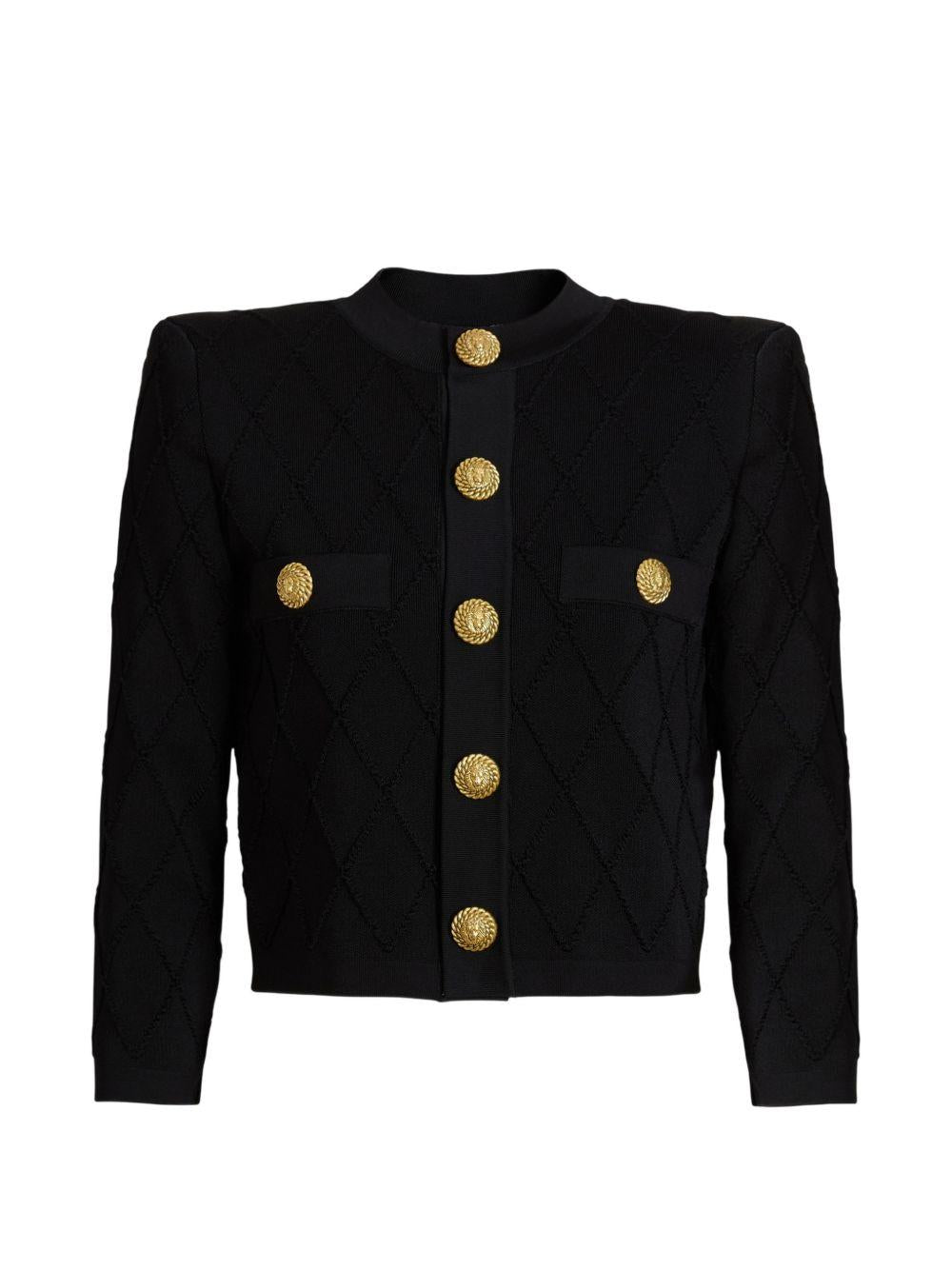 QUILTED COMPACT VISCOSE KNIT CARDIGAN HF1KL612KK20 0PA BALMAIN 