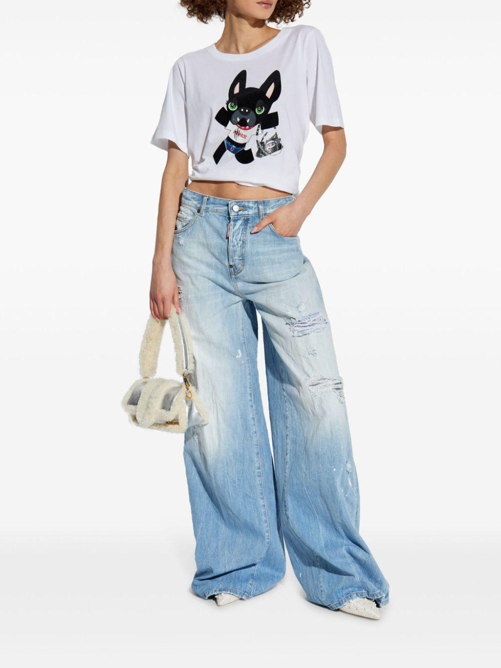 Dog print T-shirt<BR/><BR/><BR/> S75GD0440 S24668100 DSQUARED2 