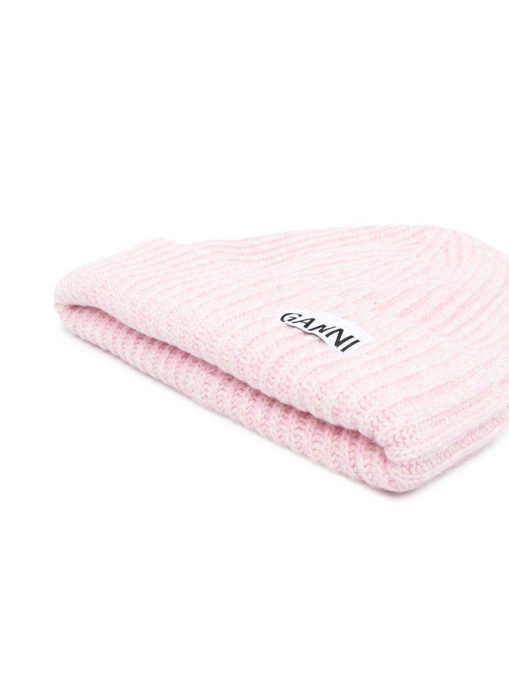 Logo-patch ribbed-knit beanie A4429 395 GANNI 