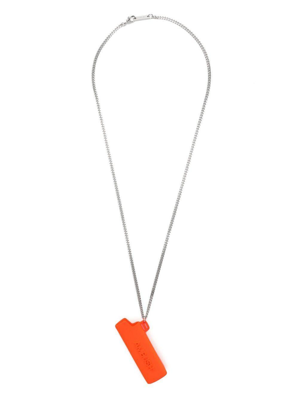 Silver-tone/orange metal debossed-logo whistle necklace BMOB099S22BRA002 2000 AMBUSH 