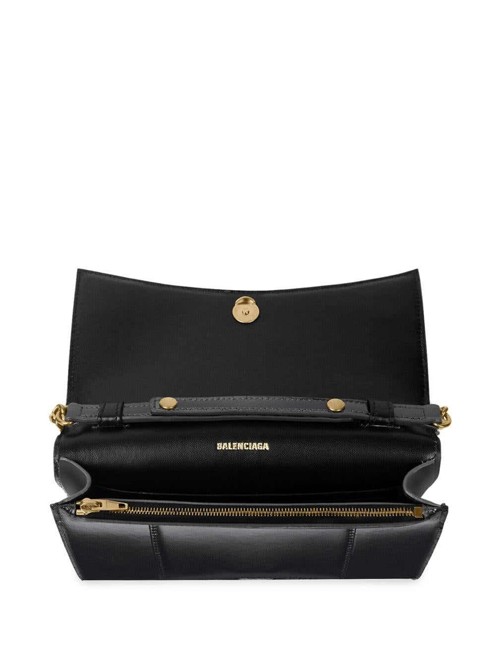 Hourglass leather wallet-on-chain<BR/><BR/><BR/> 656050 1QJ4M1000 BALENCIAGA 
