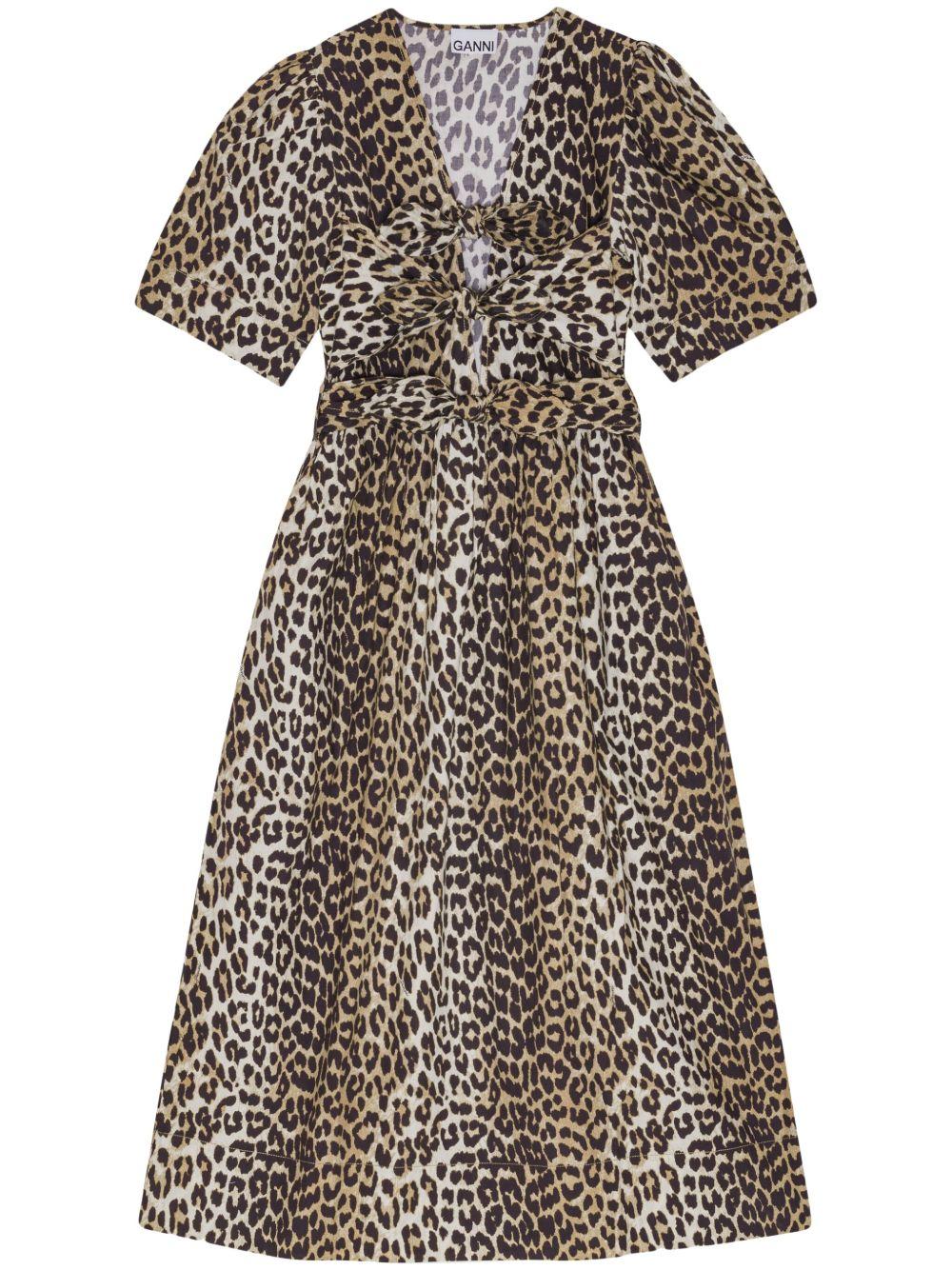 Leopard-print midi dress<BR/><BR/><BR/> W0373 943 GANNI 