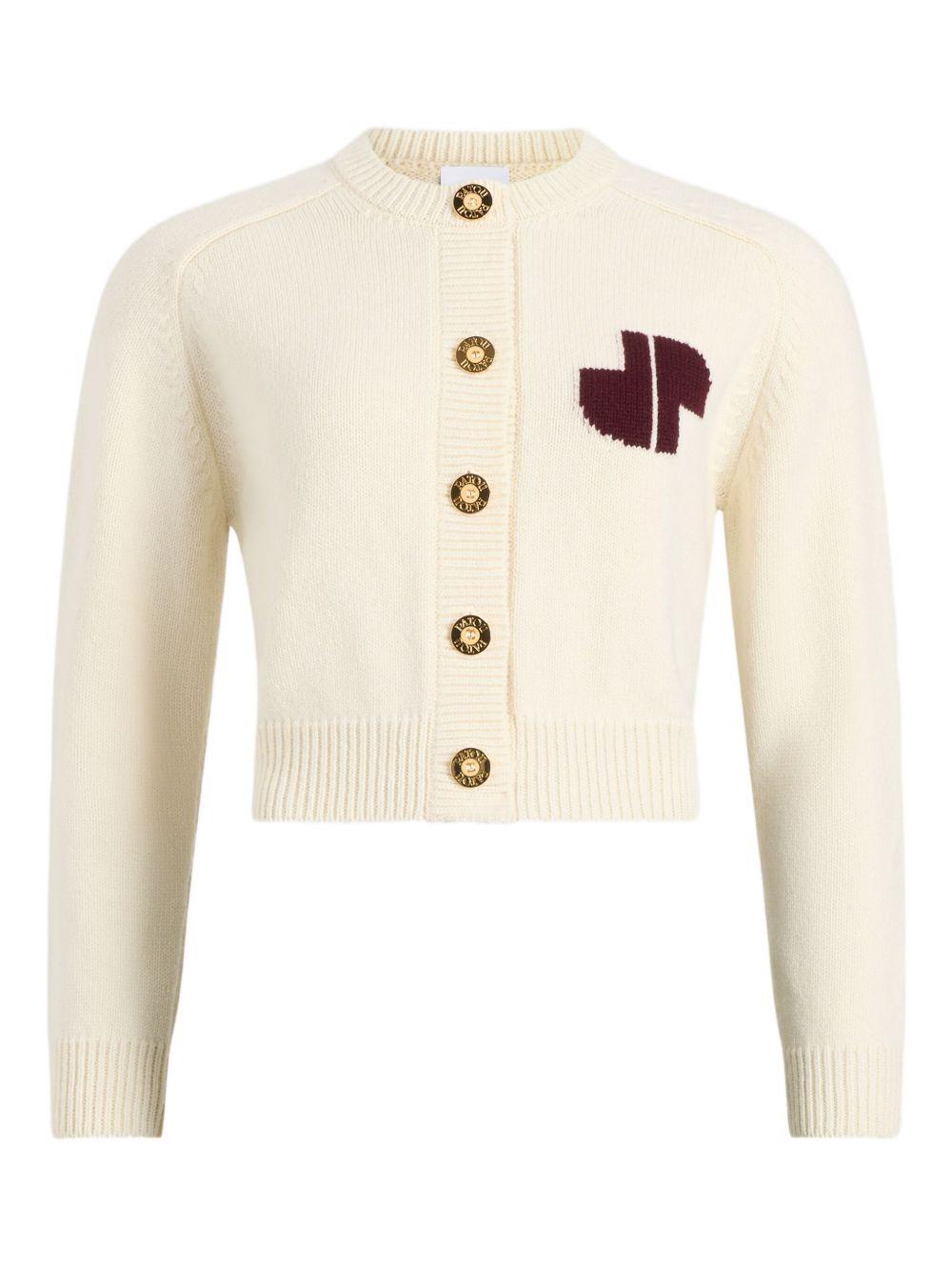 JP intarsia cardigan in wool and cashmere KN2818064 001W PATOU 