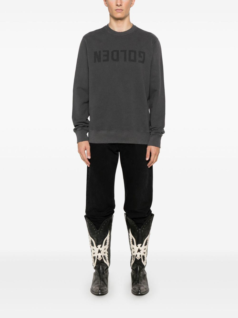 SWEATSHIRT DISTRESSED COTTON JERSEY WITH LOGO GMP01223 P00064260318 GOLDEN GOOSE 