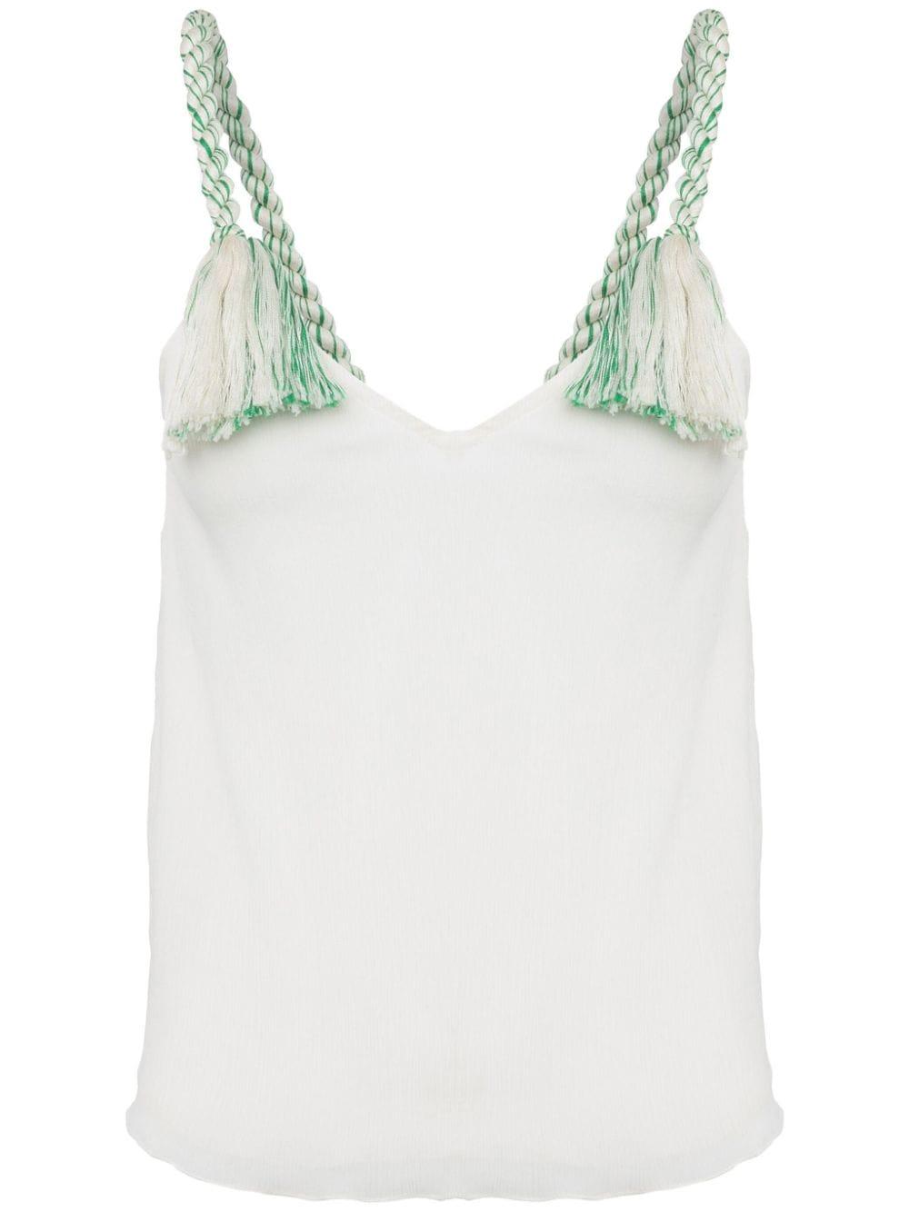 Tassel-strap V-neck top<BR/><BR/><BR/> TP0339 PG1647002 JW ANDERSON 