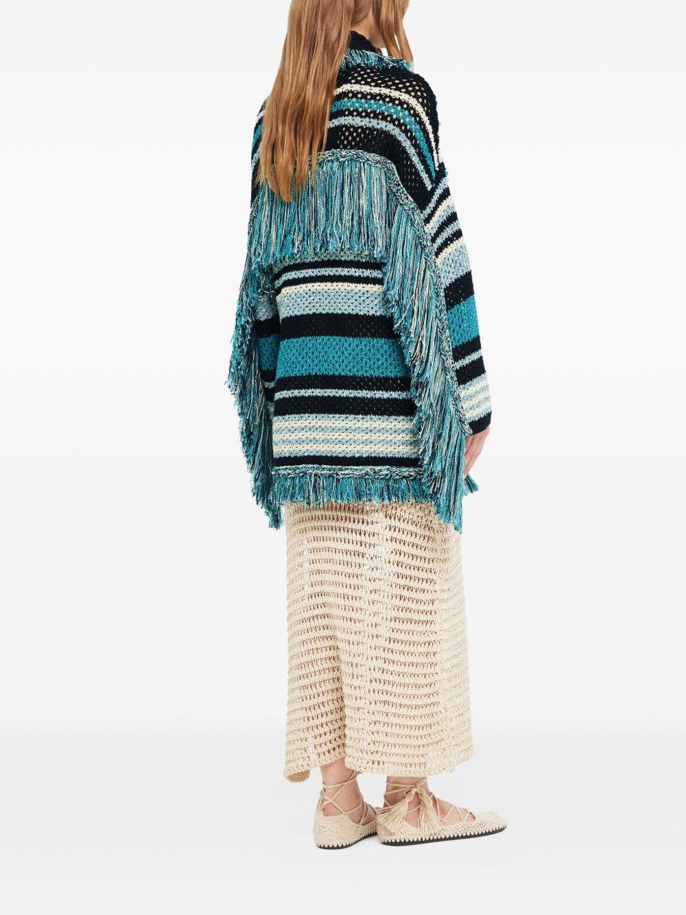 Ocean Stripes fringed cardigan LWHB064R26KNI012 1084 ALANUI 