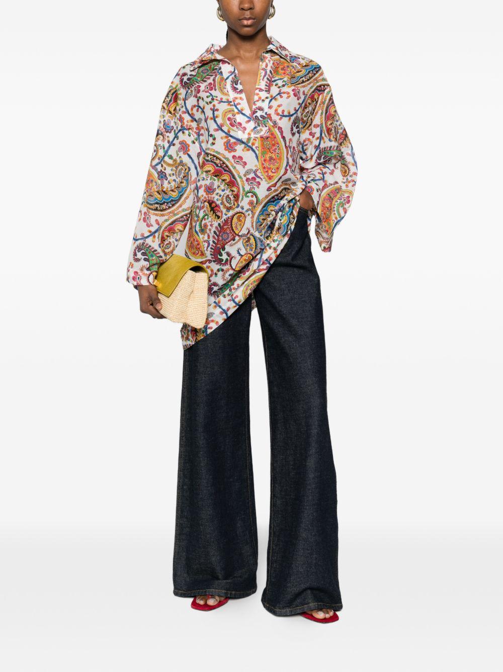 Paisley-Print V-Neck Beach Kimono Shirt WRPA0023 AKF16X0801 ETRO 