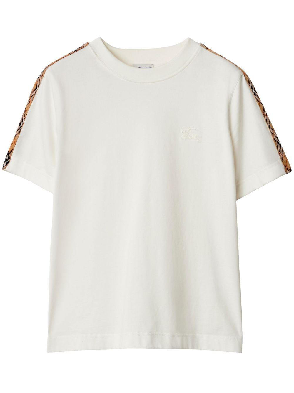 t-shirt with check trim 8106280 B8764 BURBERRY 