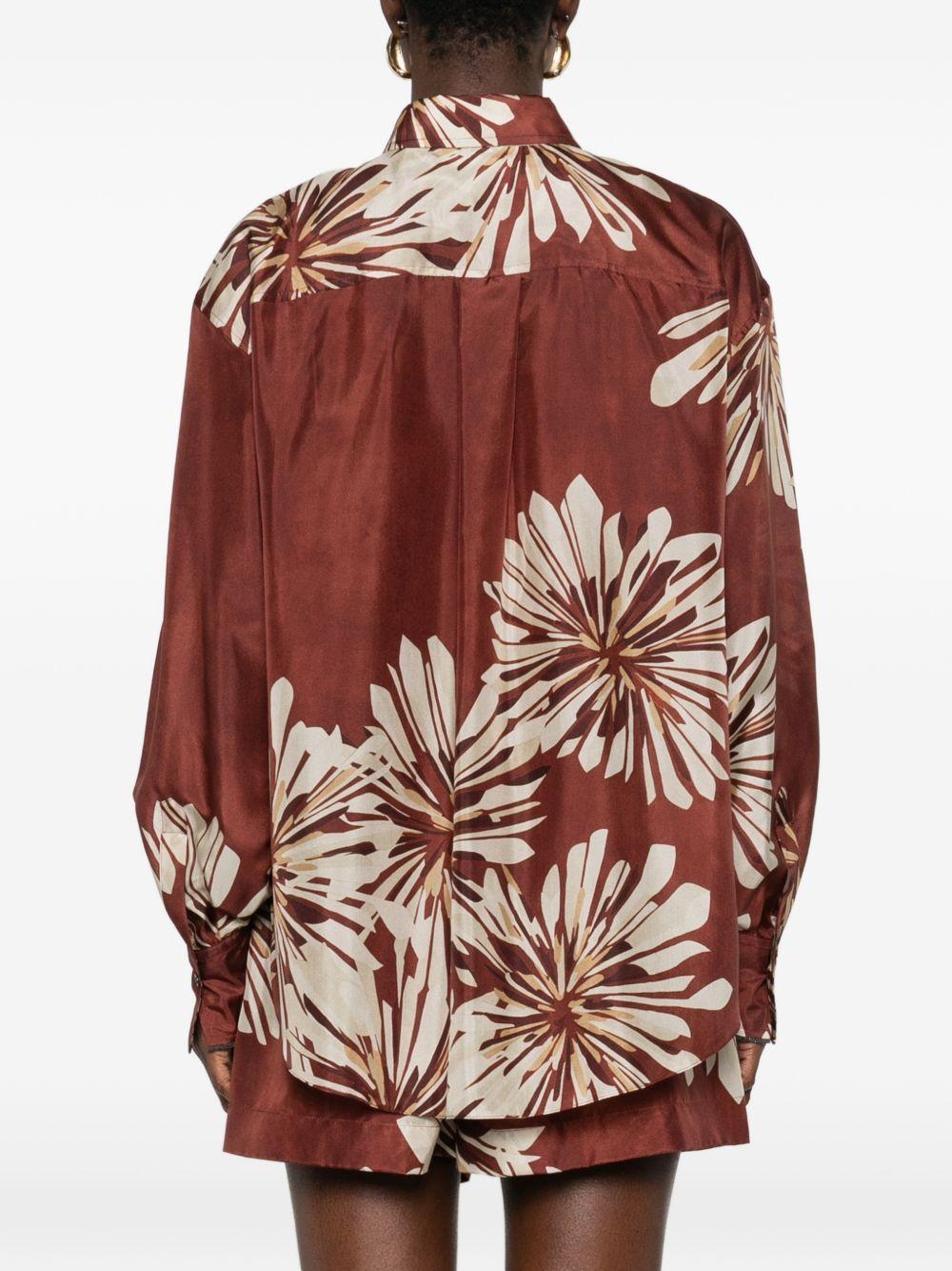 Bloom Print silk pongée shirt with monili MQ967RH206 C008 BRUNELLO CUCINELLI 