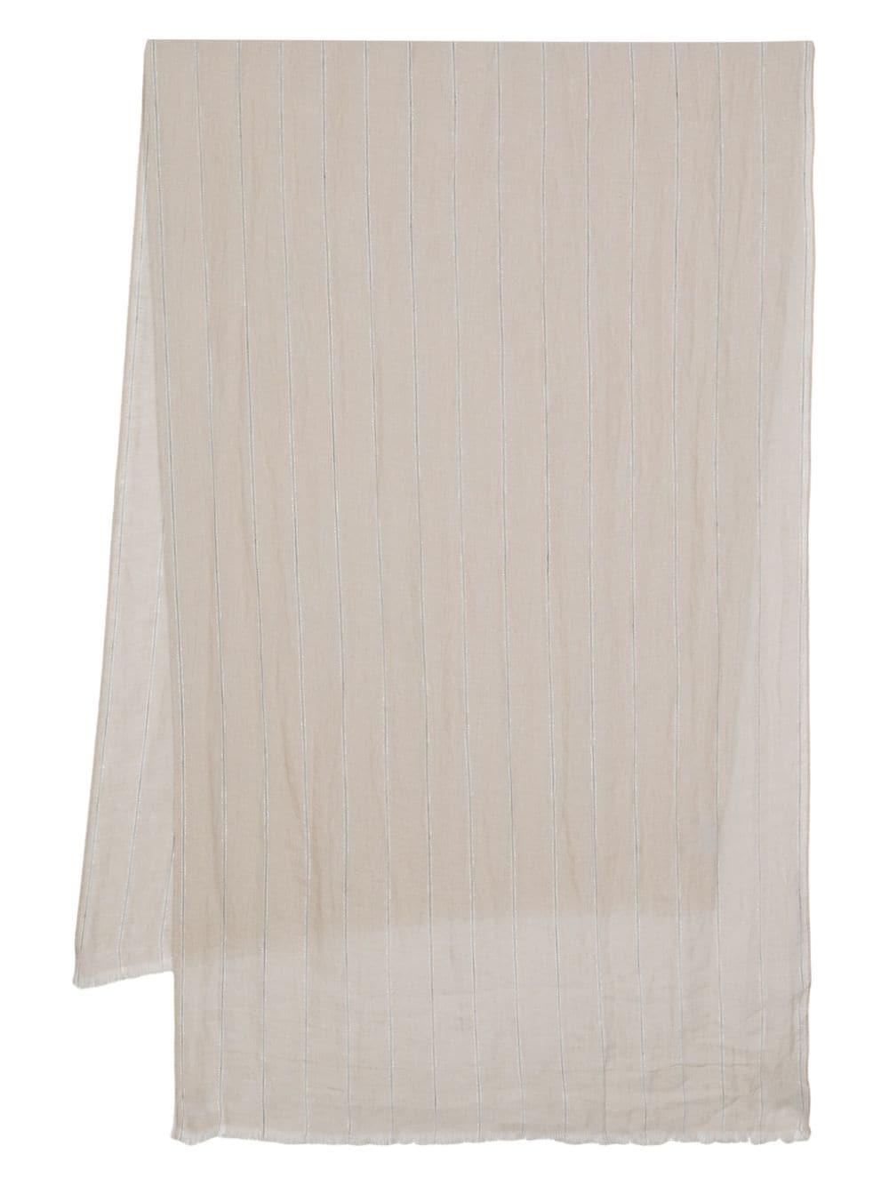 Metallic-threading striped scarf<BR/><BR/><BR/> MSCDAGL28 CVV18 BRUNELLO CUCINELLI 