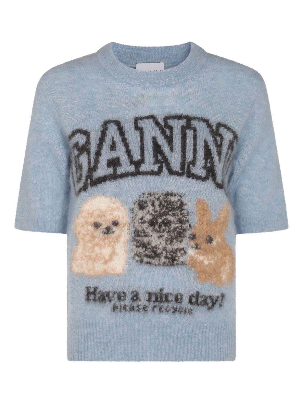 T-shirt with logo and print K2517 326 GANNI 