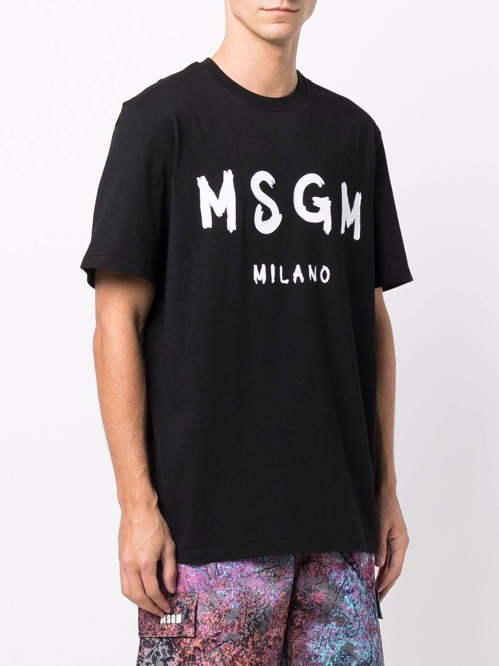T-shirt uomo girocollo colore nero con logo pennellato 2000MM510200002 99 MSGM 