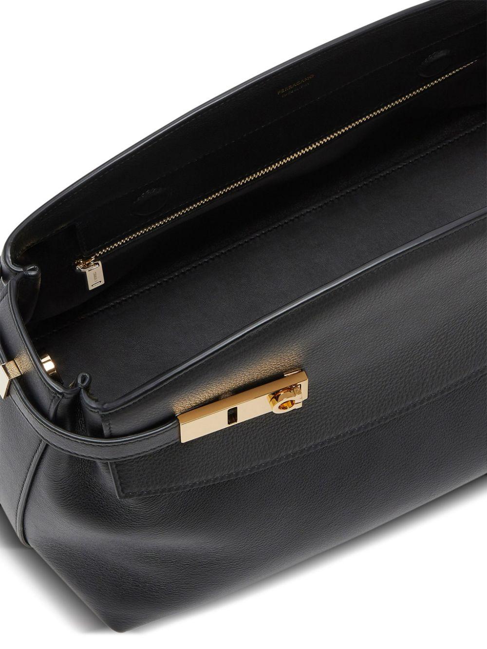 Large Hug  pouch leather bag<BR/><BR/><BR/> HUG POUCH L 766676NERO FERRAGAMO 