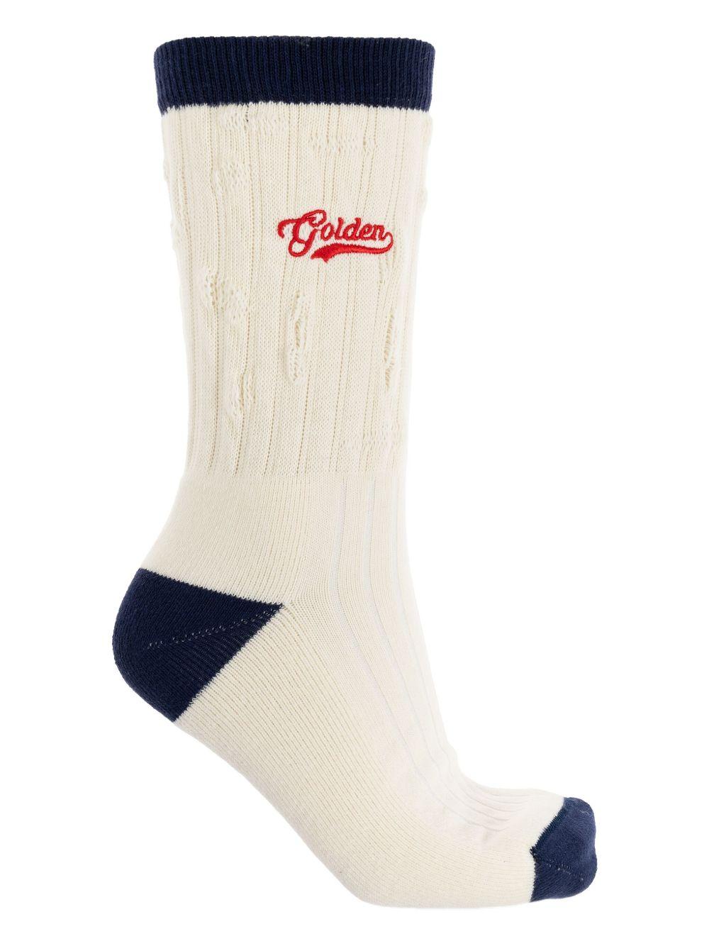 Ribbed socks with navy blue details GUP02372 P00220612305 GOLDEN GOOSE 