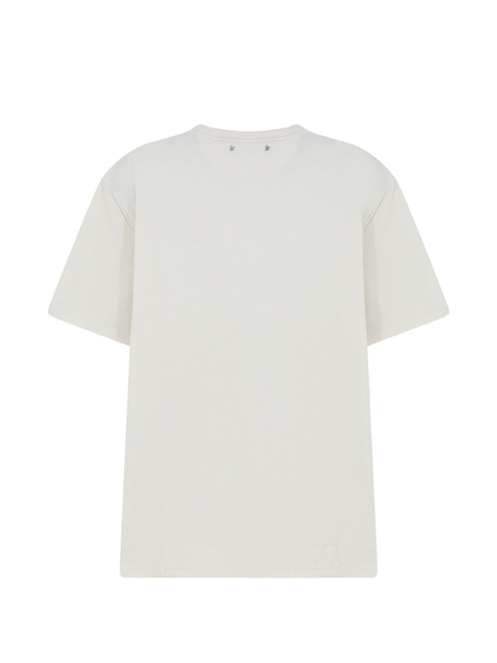 REGULAR T-SHIRT DISTRESSED COTTON JERSEY WITH LOGO GMP01220 P00261911560 GOLDEN GOOSE 
