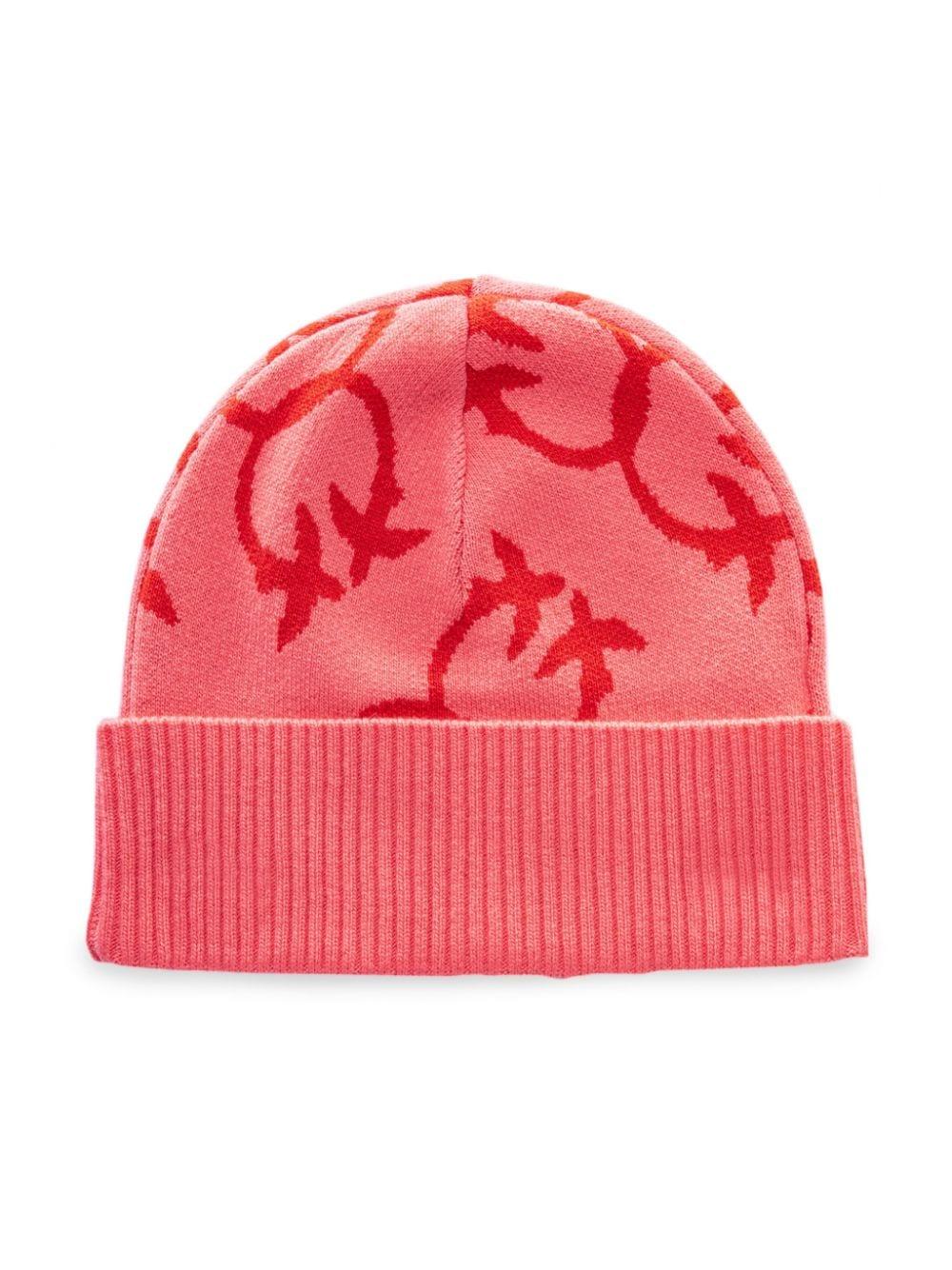Logo-jacquard beanie hat<BR/><BR/> 101503 A21SNR1 PINKO 