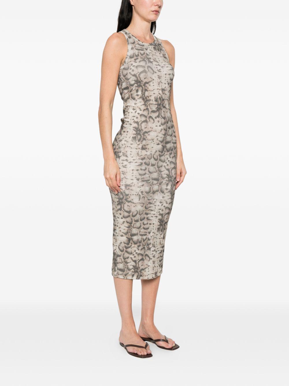 Ribbed slim-fit midi dress with snake print 106993 A3DPCZ9 PINKO 