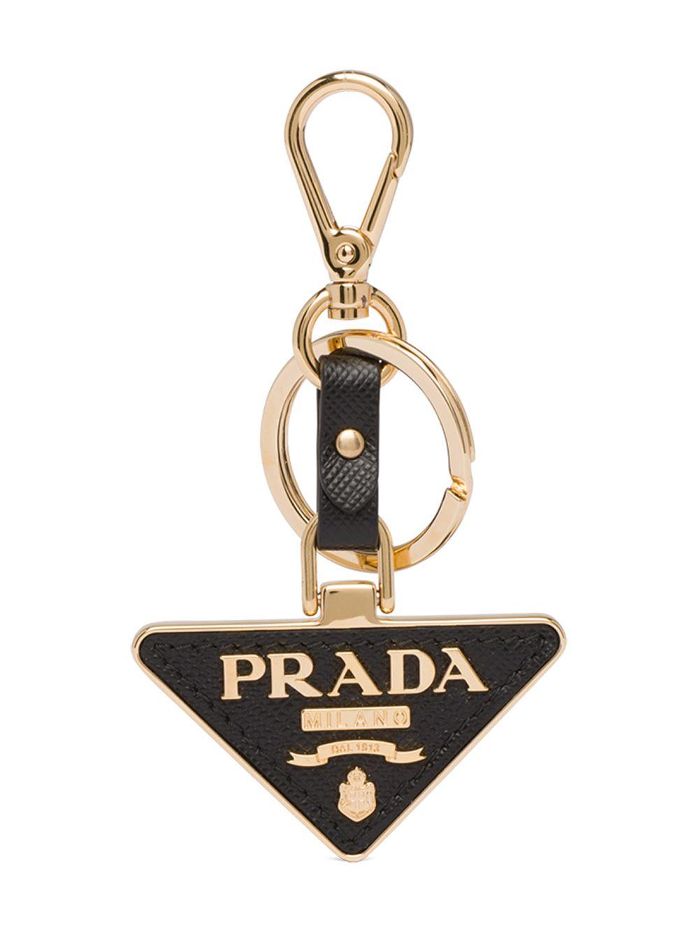 Triangle-logo leather keychain<BR/><BR/><BR/> 1PP128 053F0002 PRADA 