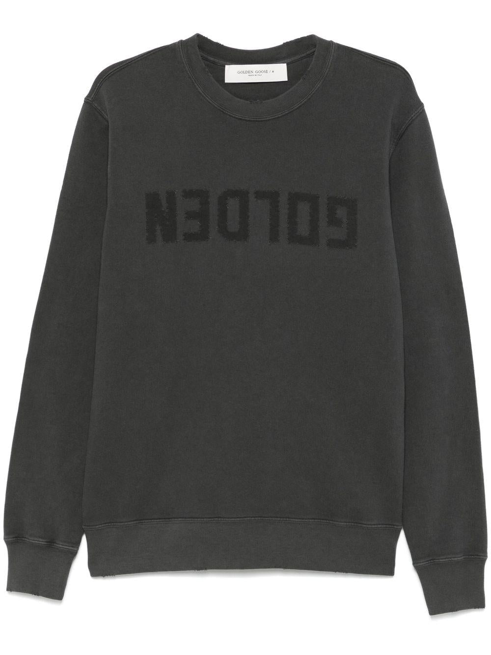 SWEATSHIRT DISTRESSED COTTON JERSEY WITH LOGO GMP01223 P00064260318 GOLDEN GOOSE 