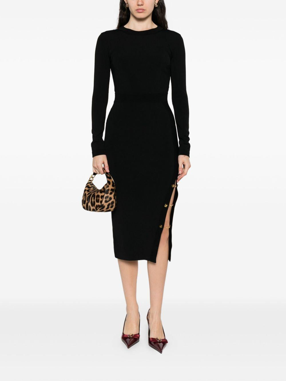 Viscose knit dress with jewel cufflinks AM28S57E2 110 ELISABETTA FRANCHI 