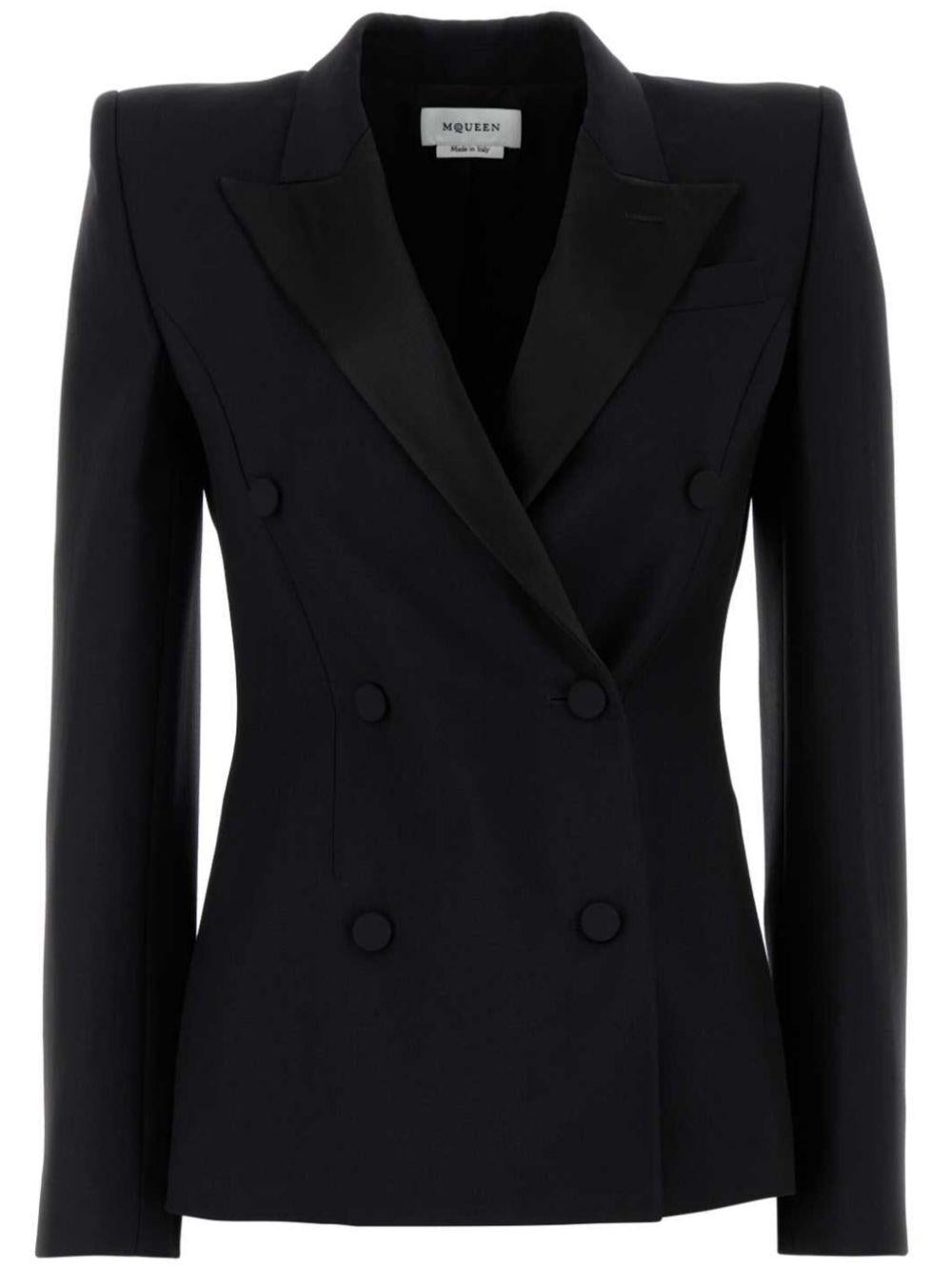 Double-breasted jacket with contrasting lapels 818905 QJAEK1000 ALEXANDER MCQUEEN 