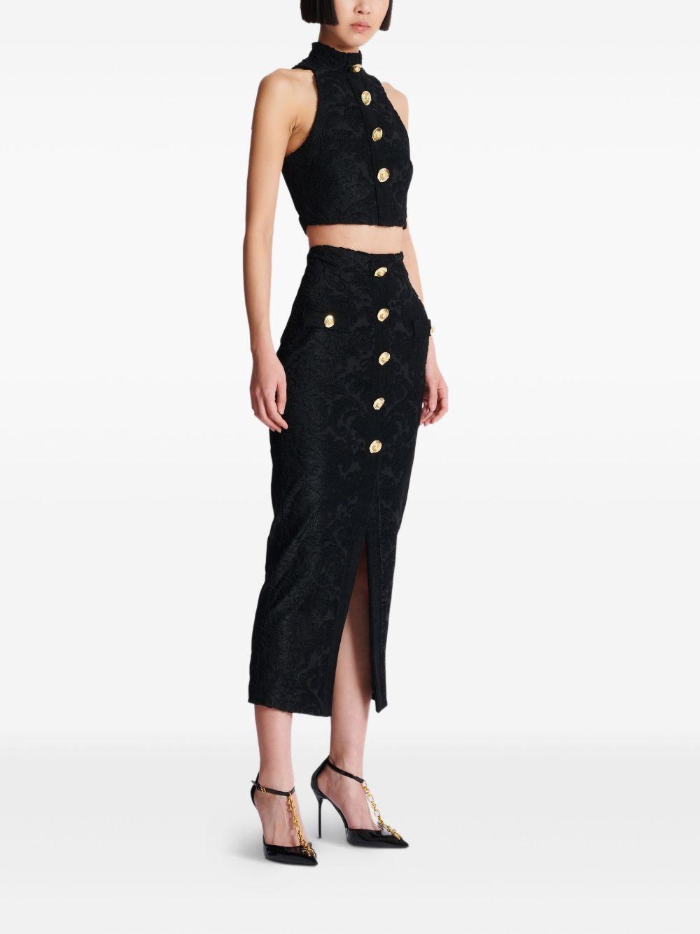 Baroque pattern midi skirt FF1LE481JK65 0PA BALMAIN 