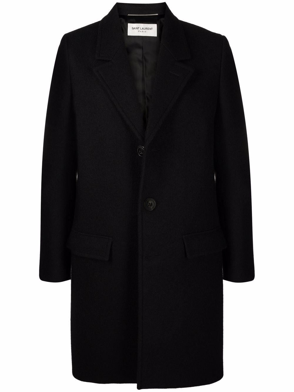 Black mohair/wool single-breasted button coat 661385Y2D27 1000 SAINT LAURENT 