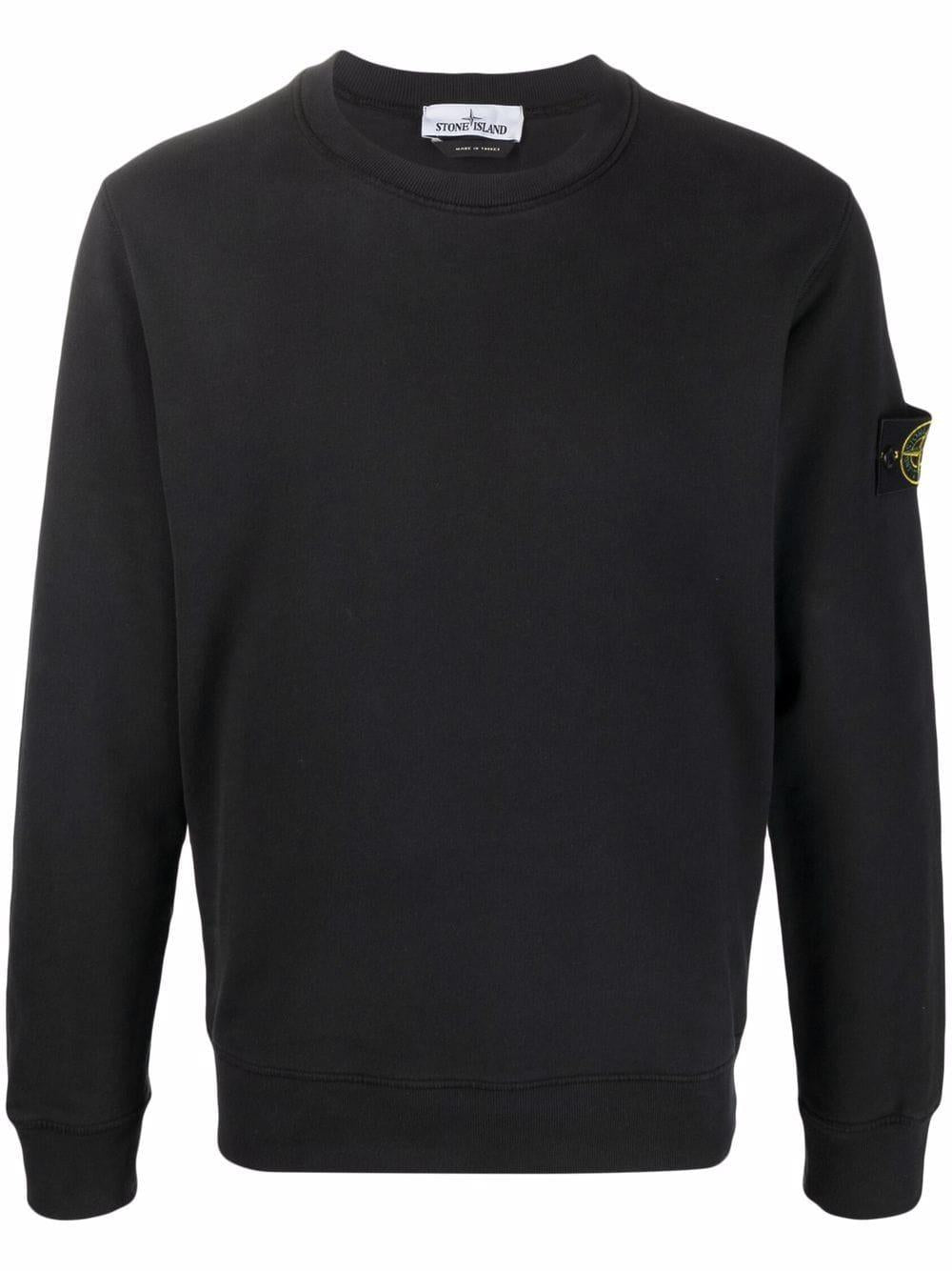Black cotton logo patch sweatshirt 751563020 V0029 STONE ISLAND 