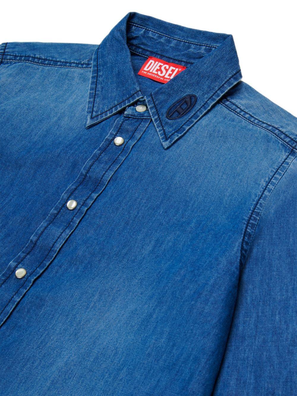 Denim shirt with Oval D embroidery J01330 KXBRWK01 DIESEL KIDS 