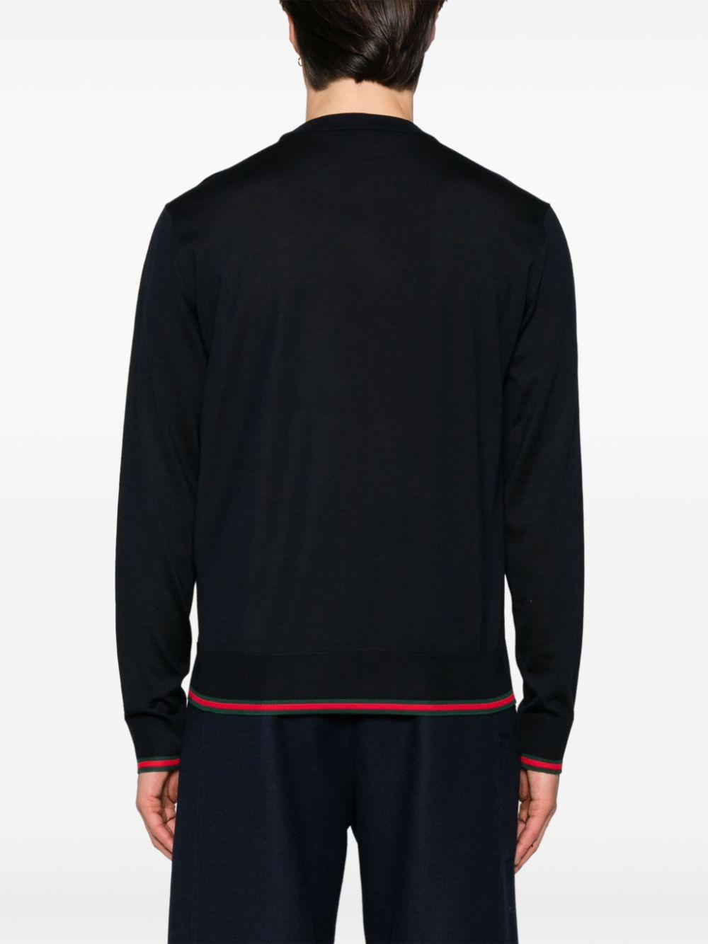 Web-trim wool sweater<BR/><BR/><BR/> 814531 XKEJ14060 GUCCI 