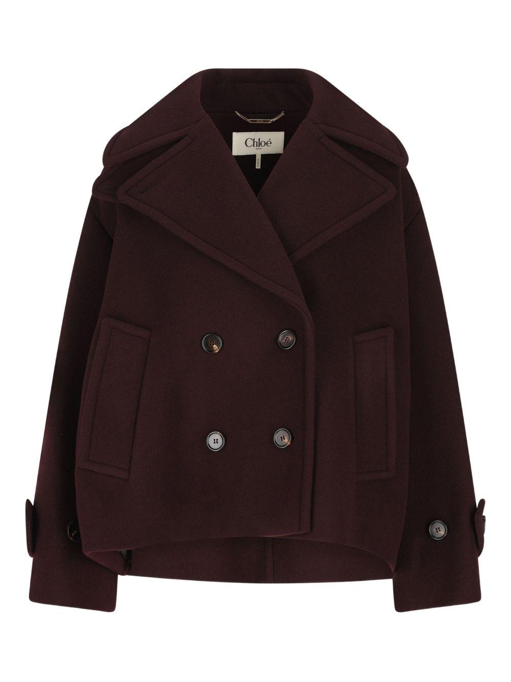 Oversized short coat in wool CH25WMA96272 56B CHLOÉ 