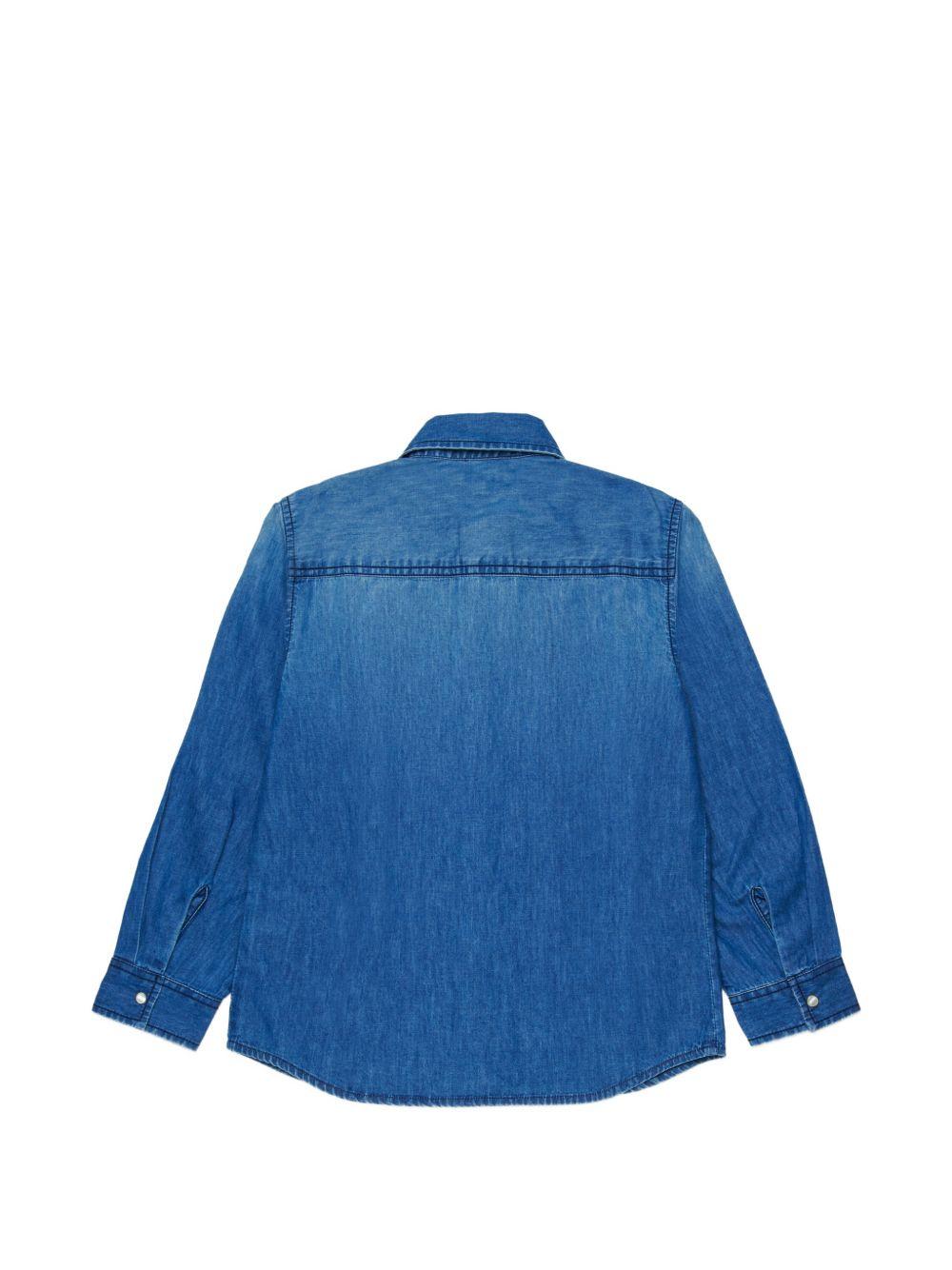 Denim shirt with Oval D embroidery J01330 KXBRWK01 DIESEL KIDS 