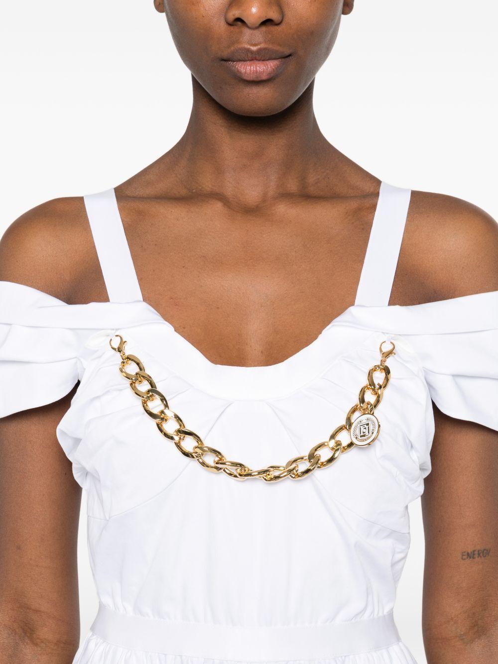 Stretch cotton dress with jewel chain AB92161E2 100 ELISABETTA FRANCHI 