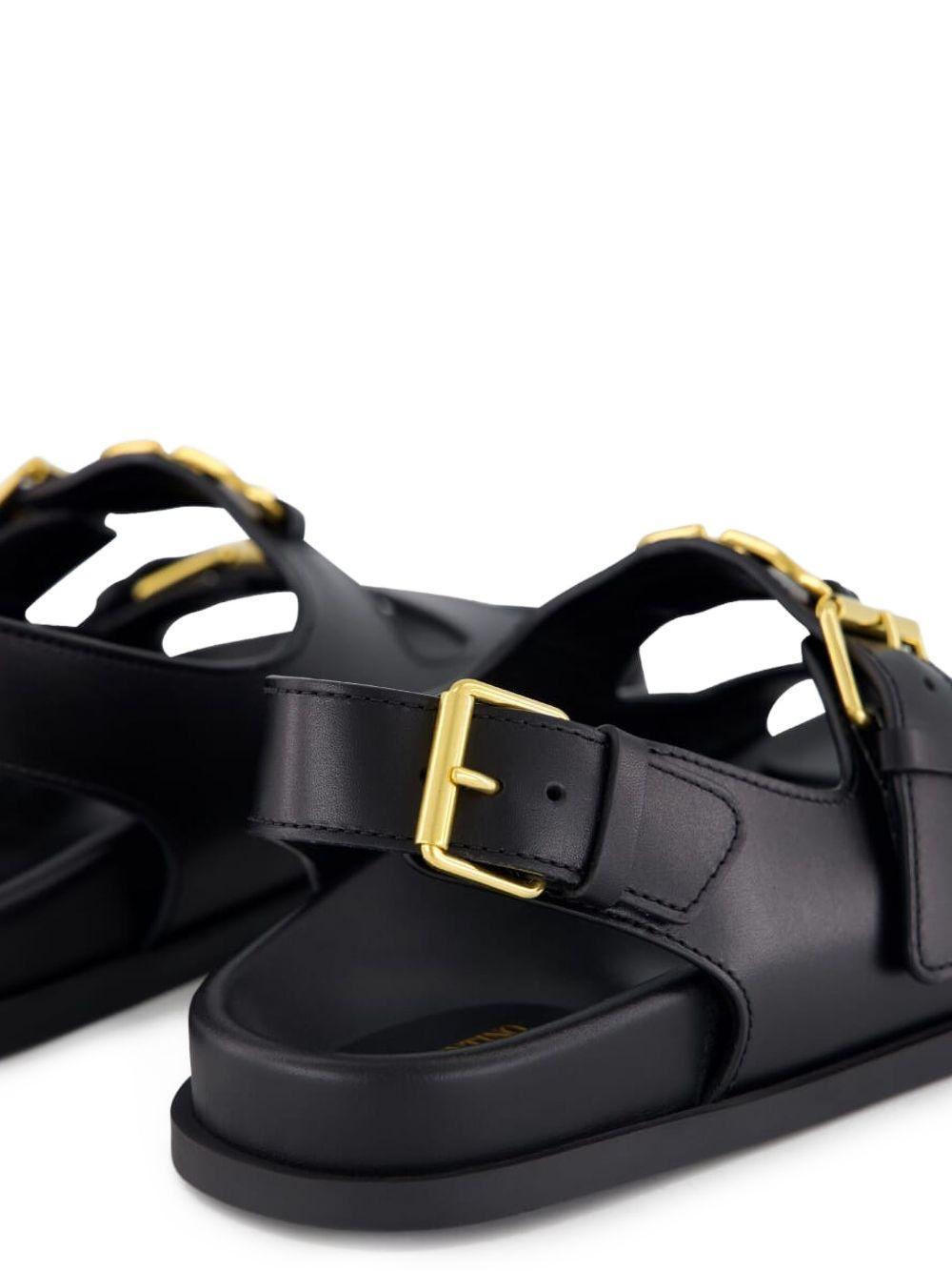 Flat Sandals with VLogo Buckles<BR/> 6W2S0LK6BEK 0NO VALENTINO GARAVANI 