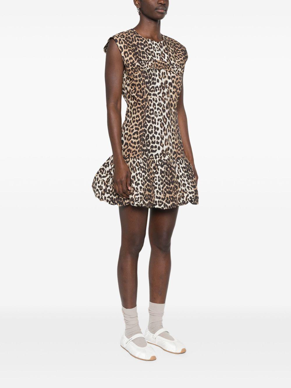 Leopard-print cotton mini dress<BR/><BR/> W0652 943 GANNI 
