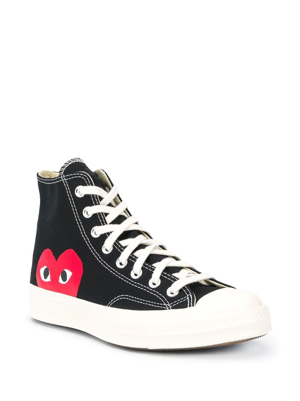Converse x CDG<BR/>High-top black sneakers with heart application P1K112 BLACK COMME des GARÇONS PLAY x Converse 
