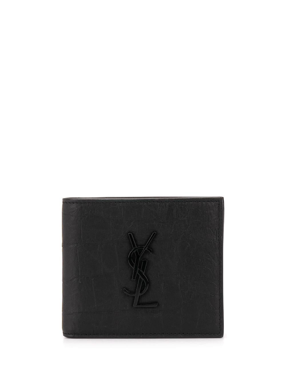 Black wrinkled-effect bi-fold wallet 463249C9H0U 1000 SAINT LAURENT 