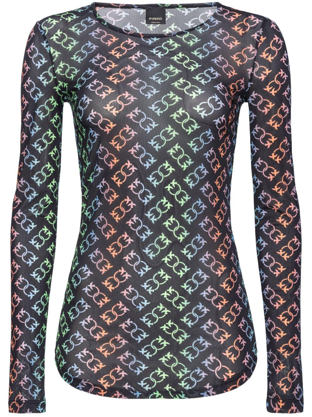 Love Birds monogram blouse<BR/><BR/><BR/> 100639 A1ZYZ97 PINKO 