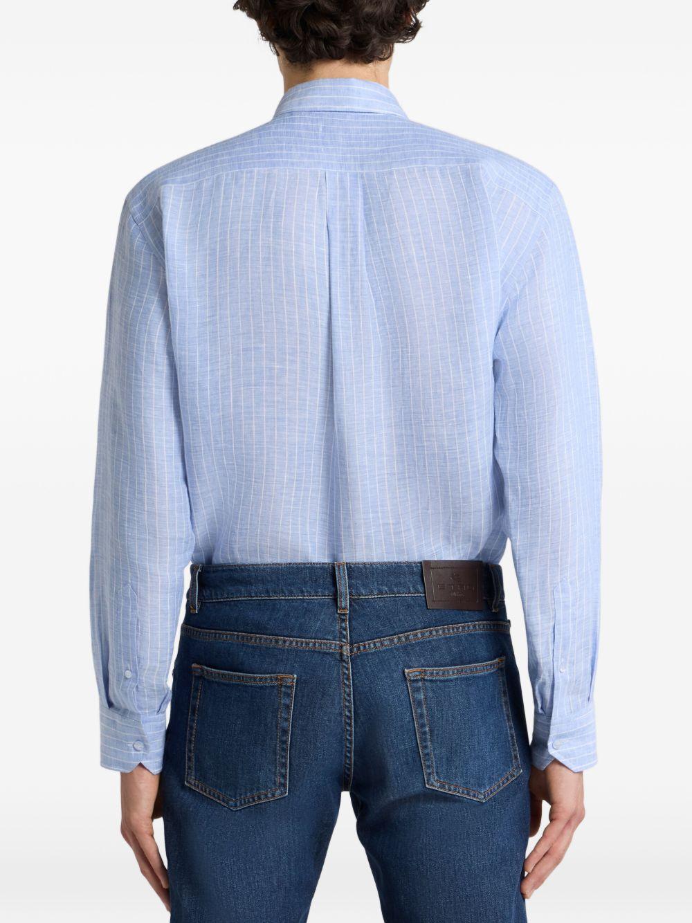 STRIPED LINEN SHIRT WITH PEGASUS EMBROIDERY MRIB0029 99TB301B0193 ETRO 