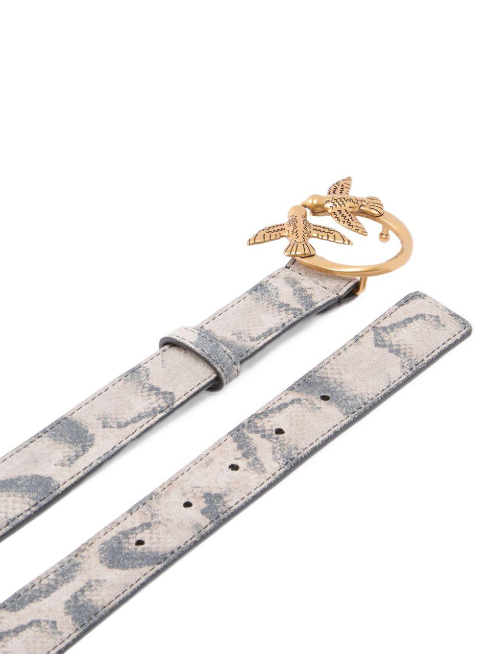 Belt with python print and 3 cm Love Birds buckle 100125 A35XH8RQ PINKO 