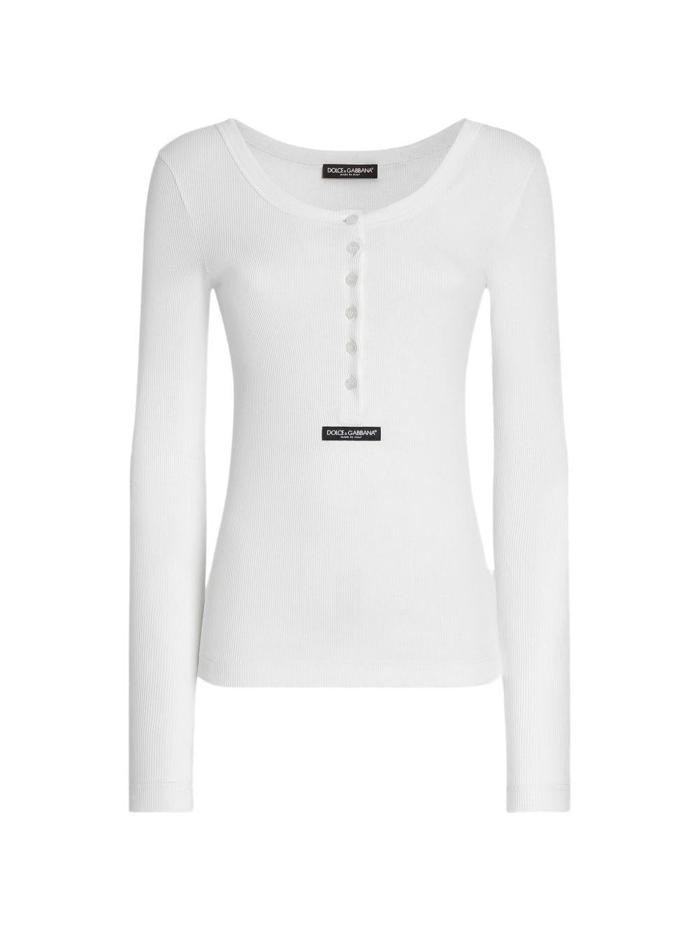 Ribbed cotton henley T-shirt F8W44T FU7AVW0001 DOLCE & GABBANA 