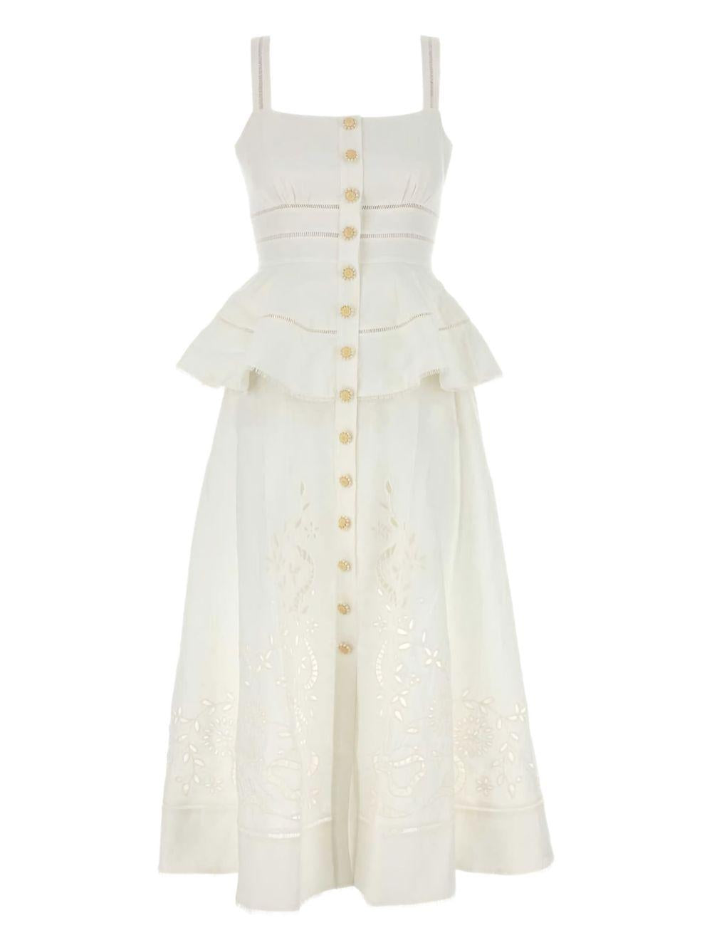 Peplum midi dress<BR/><BR/> 113M CREAM SELF-PORTRAIT 