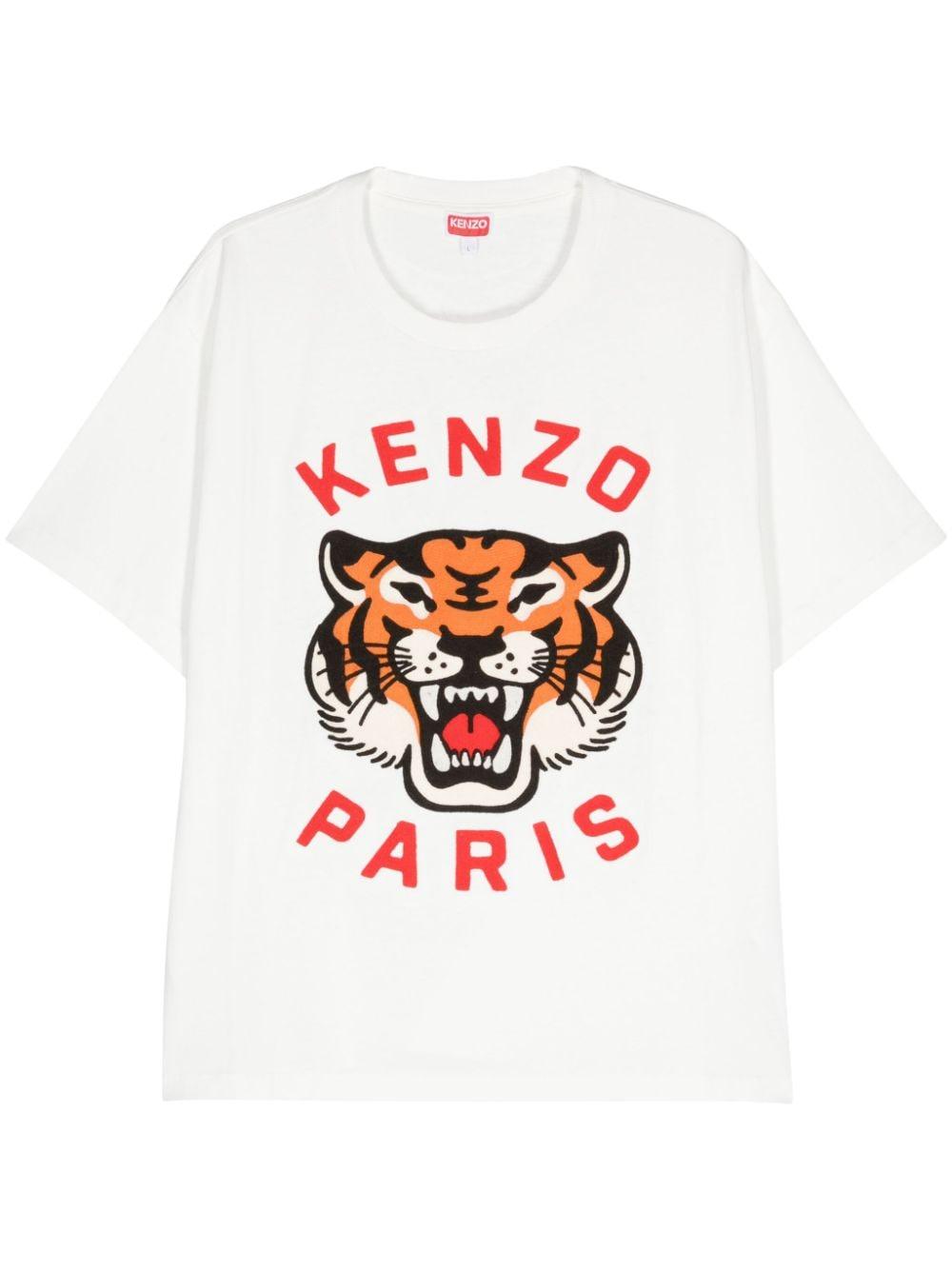 Lucky Tiger cotton T-shirt<BR/><BR/><BR/> FE68TS0084SI 02 KENZO 